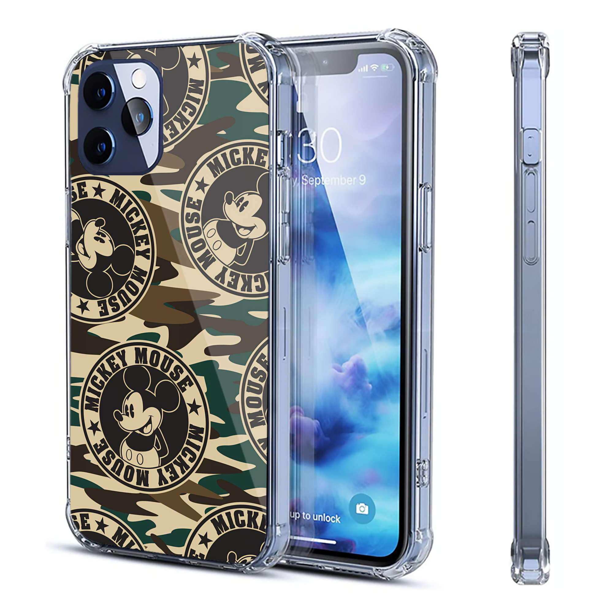 （画像用） ミッキーマウス Mickey Mouse 【iPhone 12シリーズ対応】透明スマホケース（クリアソフトケース）